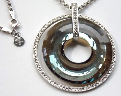 Ralph Lauren 24英寸施华洛世奇水晶扣环吊坠项链纯银  — 第 1/4 张图片