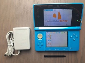 Nintendo 3DS Light Blue Region Free Console 128GB Tested w/ Charger & Stylus