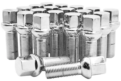 20x Tornillos de tuerca de rueda de asiento de bola cromados 14x1,5 vástago de 28 mm para ruedas Mercedes Stock Foto 1 de 4