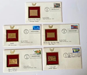 Lot of 5 22K Gold Stamps USPS First Day of Issue Mixed Replica Stamp Train super - Picture 1 of 6