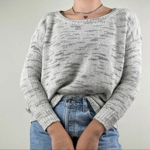 Suéter Alice + Olivia para mujer gris jaspeado mezcla de lana cuello redondo talla grande M - Imagen 1 de 6