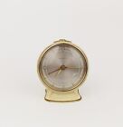 Rare Vintage 1950s Alarm Clock Junghans Small Gold White Table Desk Clock