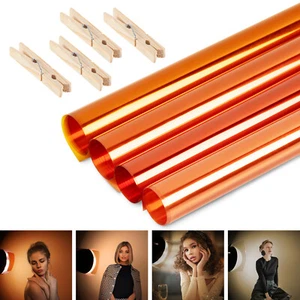 4pcs Orange Colour Lighting Gel Sheet Craft Transparent Plastic Filter 50x40cm - Picture 1 of 12