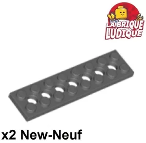 Lego Technic 2x Flach Platte 7 Loch Holes 2x8 Dunkelgrau / Dark B Gray 3738 Neu - Bild 1 von 1
