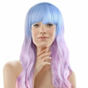 26 Wavy Multi-Color Lolita Mermaid Cosplay Party Wig (Light Blue, Pink, Purple) - Picture 1 of 4