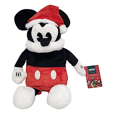 Santa Mickey Mouse Hot Water Bottle with Plush Cover 1L Rubber Bottle - Image 1 of 4
