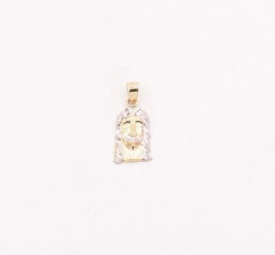 Colgante con dije de cabeza de Jesús talla diamante de 3/4" oro amarillo blanco sólido real de 10K Foto 1 de 4