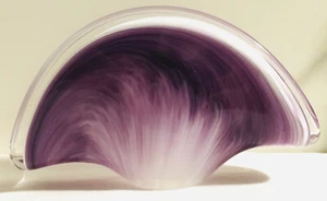 Decorative Murano Lavender & White Swirl Glass Napkin / Letter Holder ~ Italy - Picture 1 of 7