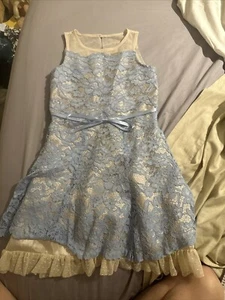 Zunie Girl Lightweight Lace All Occasion Knee Length Dress Size 10 Periwinkle - Picture 1 of 1