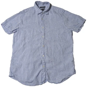 BANANA REPUBLIC LINEN Camden Standard Fit Blue Button-Up Shirt - Men Large - Picture 1 of 11