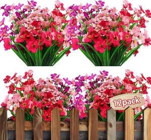 12 Bündel Kunstblumen Wie Echt Balkon Künstliche Blumen Wetterfest Künstliche Ba - Bild 1 von 12