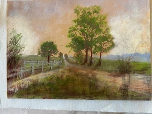B. WARD SIGNED ORIGINAL OIL PASTEL LANDSCAPE - Picture 1 of 2