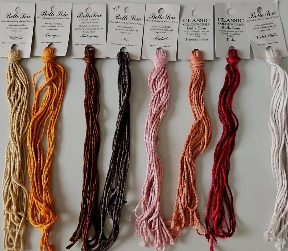 8 Colores Media Luna ~ HILO DE SEDA TEÑIDO A MANO BELLE SOIE ~ GRP. 1 Foto 1 de 1