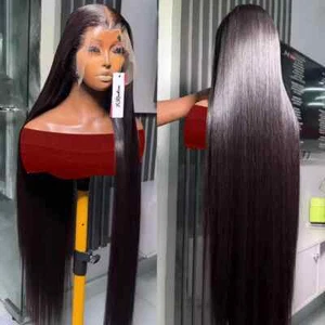 Bone Straight 13x4 Full Lace Front Human Hair HD Transparent Lace Frontal Wigs - Picture 1 of 12