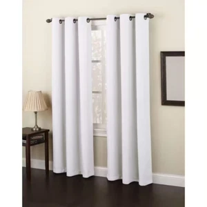 White Solid Grommet Room Darkening Curtain - 48 in. W x 84 in. L - Picture 1 of 12