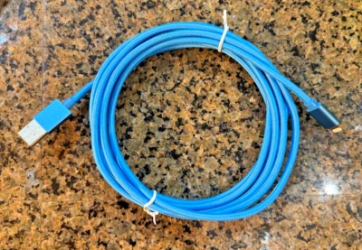 USB-A to 8 Pin iPhone Fast Charging/Data Transfer Charger Cable Baby Blue 10' - Image 1 of 3