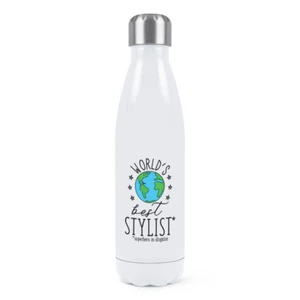 World's Best Stylist Double Wall Water Bottle Funny Favourite Hairdresser Salon - Picture 1 of 1