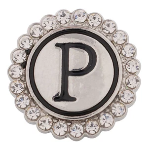 SNAP IN BUTTON CHARM FITS GINGER SNAPS STYLE JEWELRY ALPHABET P #49 INITIAL - Picture 1 of 1
