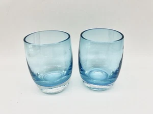 2 Glasvasen türkis Blau dekorativ Vasen Becher Höhe ca. 9cm - Bild 1 von 2
