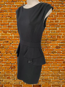 TED BAKER SIZE 3 MEDIUM BLACK CAP SLEEVE FORMAL PEPLUM OCCASION WORK PARTY DRESS - Picture 1 of 5