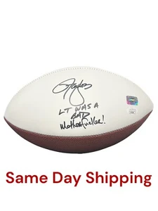 LAWRENCE TAYLOR SIGNED AUTOGRAPHED "LT WAS A BAD MF" FOOTBALL NY GIANTS JSA COA - Picture 1 of 4