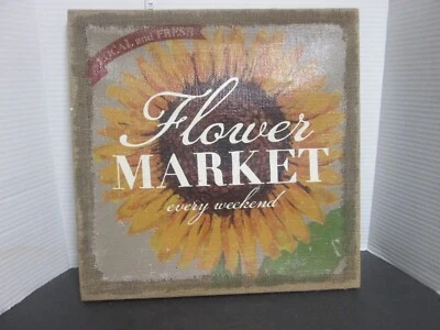 Flower Market Every Weekend Sun Flower on Arpillera 14" x 14" Foto 1 de 4