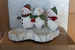 Yankee Candle SNOWMEN SNOWMAN Triple Tea Light Holder ~~Brand New In Box~~ - Picture 1 of 1