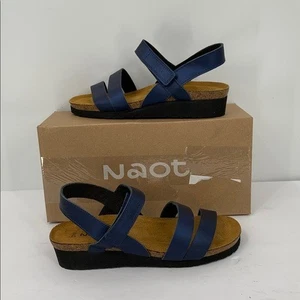 NAOT Kayla Confort Cuña Sandalia Zapato Azul Marino Polar Tiras Cuero Nuevo 39 8 - Imagen 1 de 8