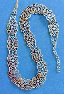 Vintage alter silberfarbener filigraner Buchgliederkettengürtel oxidiert 36”+ 60’er-70’er - Bild 1 von 8