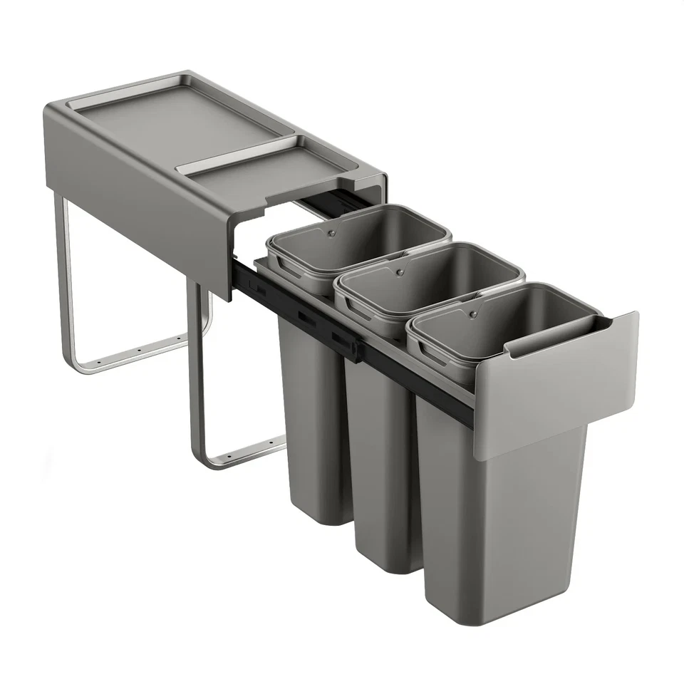 Einbaumülleimer 30L (3x10L) 3 Fächer mit Deckel Mülltrennsystem Mülleimer - Bild 1 von 4