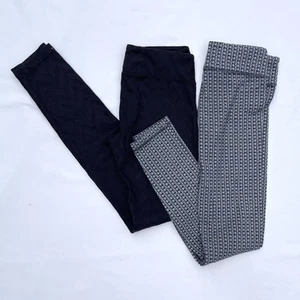 Ivivva Lot Of 2 Girls Size 10 Leggings Black Gray Athletic Lululemon - Picture 1 of 11