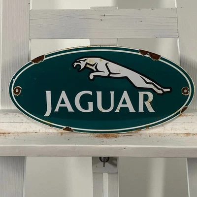 Jaguar Enamel Sign - 30x15cm (11.8x5.9") - Nostalgic Garage Car Dealership Decor - Image 1 of 4