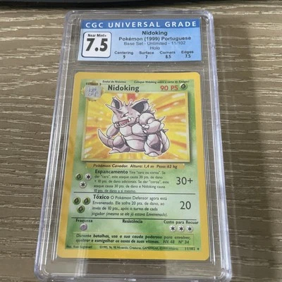 Pokemon Nidoking Base Set Unlimited '99 Holo 11/102 CGC 7.5 NEAR MINT PORTUGEUSE - Image 1 of 2