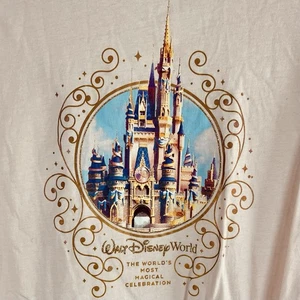 Limited Edition Walt Disney World 50th Anniversary Castle XL Shirt Pink Tee - Picture 1 of 9