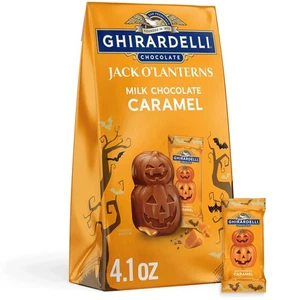GHIRARDELLI Milk Chocolate Caramel Jack O’ Lanterns, 4.1 oz Bag – Premium Hallow - Picture 1 of 8