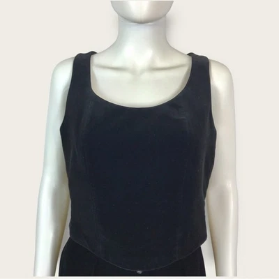 Blusa Moschino de veludo preto barata e chique sem mangas - Imagem 1 de 4