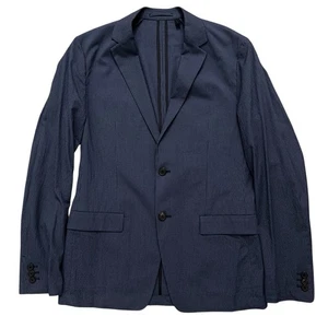 Theory Blazer Jacket Mens 38 Simons Boone Unconstructured Cotton Check Blue - Picture 1 of 7