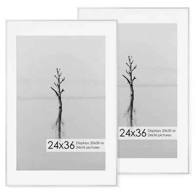 Marco de fotos de metal 24x36 con alfombrilla de 20x30, acabado de aluminio cepillado, templado G... Foto 1 de 4