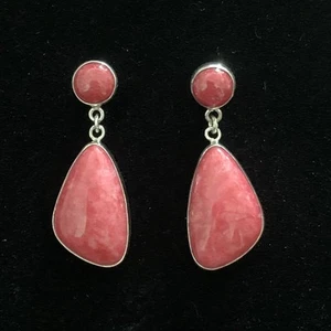 Jay King Sterling Silver Natural Red Pink Coral Drop Earrings Statement Elegant - Picture 1 of 10