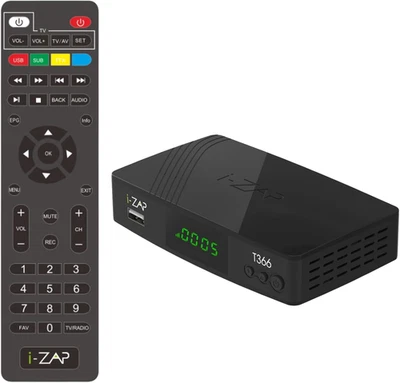 I-Zap T366 - Decoder Digitale Terrestre 2025 DVB-T2 Con Telecomando Incluso. Pre - Immagine 1 di 4