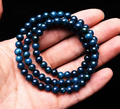 6.5mm Natural Gem quality Light Blue Apatite Crystal Round Beads Bracelet AAA - Image 1 of 4