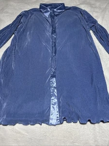 NWT Sexy Blue Pleated Mini Dress Women's Size 8 Long Sleeve~ Button Up - Picture 1 of 6