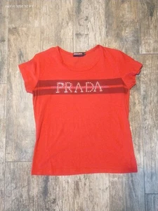 Prada Strass T-Shirt Damen Vintage Made In Italy Large - Bild 1 von 3