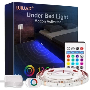 RGB LED Streifen Lichter, Unterbett Licht Bewegungsaktivierter Sensor, RF Fernbedienung... - Bild 1 von 7