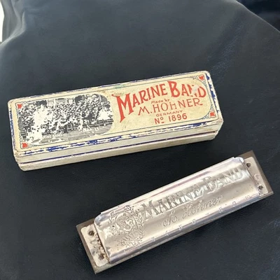 Armónica vintage Hohner Marine Band No. Llave de B 1896 con caja original Alemania Foto 1 de 4