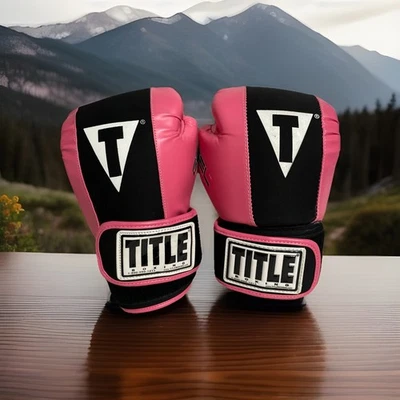 Guantes de Boxeo Title Rosa y Negro Forro Forrado en Gel Talla Mediana Foto 1 de 4