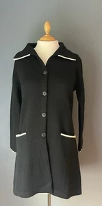 Alpaca Sweater Coat Black With White Trim Size Medium NWT - Picture 1 of 3