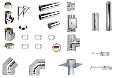JEREMIAS Edelstahl Schornstein Bauteile Zubehör DW 150mm V2A Konfigurator-Made in Germany
