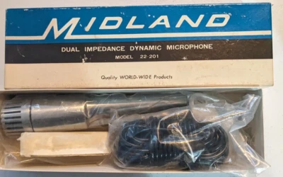 NOS Vintage Midland 22-201 Dynamic Microphone Mic  Original Box. - Image 1 of 2