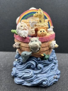 1995 Young's Inc. Bookend Arca de Noé Animales Arco Iris Mar Barco y Nubes 3 lb - Imagen 1 de 4